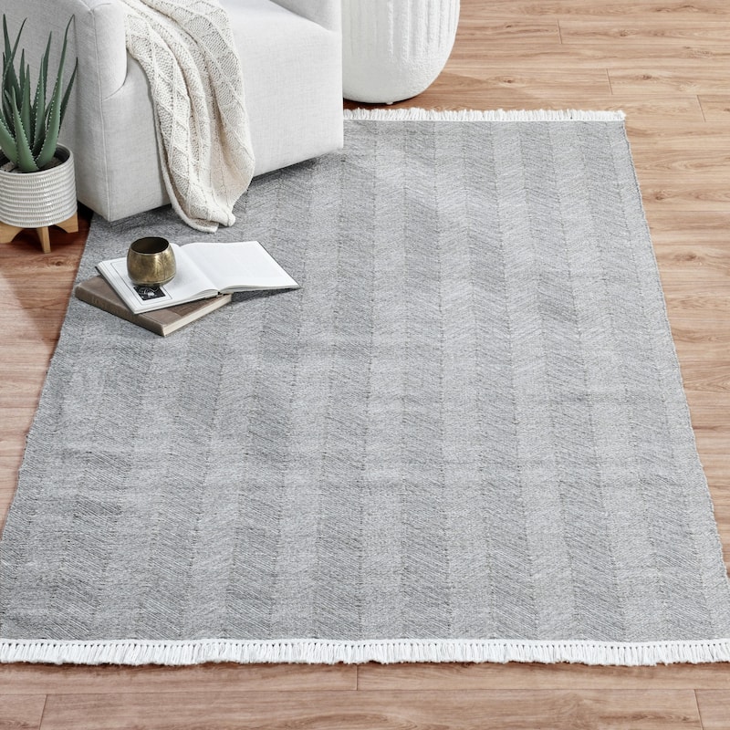 Miller Handwoven Indoor Outdoor Area Rugs by Kosas Home - 9 x 12 - Light Grey 