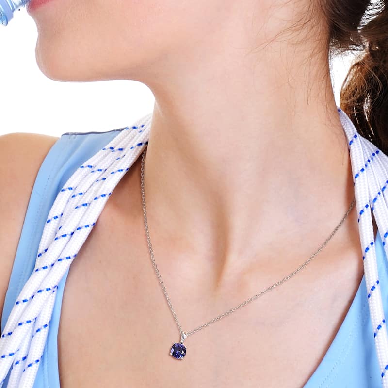 Miadora Birthstone Gemstone Heart Design Solitaire Necklace Sterling Silver