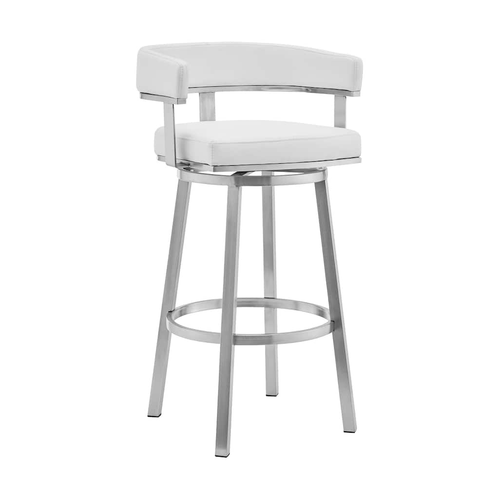 Set of 2 Faux Leather Swivel Bar Stools with Counter and Bar Height Options, Modern Kitchen Dining Room Seating