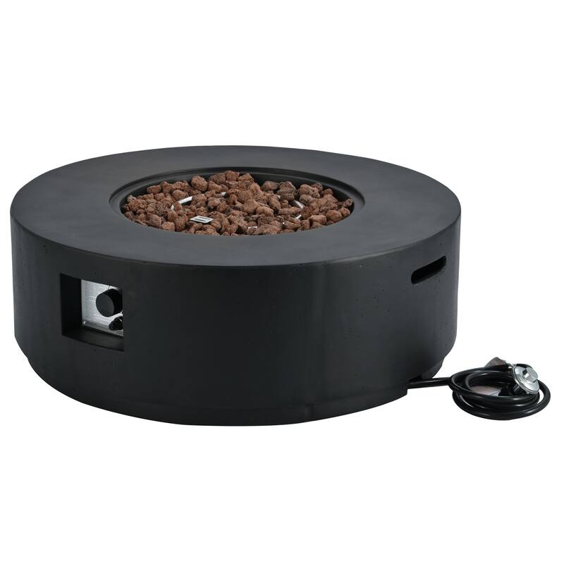 38.2" Round Outdoor Propane Fire Pit, Outside Fire Pit Table with 50000 BTU, Steel Burner, Lava Rocks, Waterproof Cover