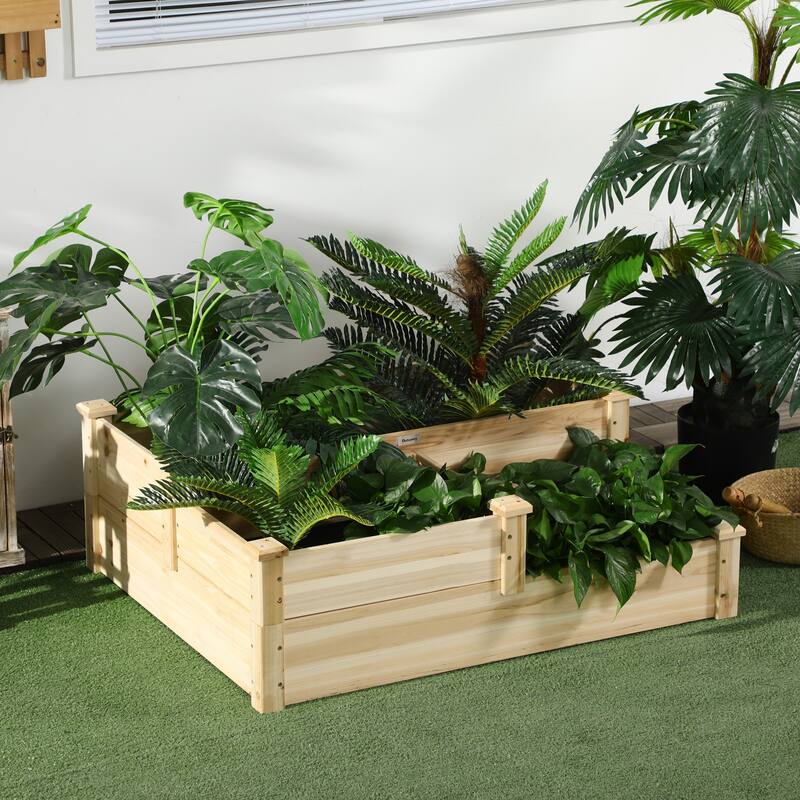 Countryside Style Garden Bed with Open Bottom, for Growing Vegetables Herbs Flowers Backyard Patio Balcony - 8' x 10'