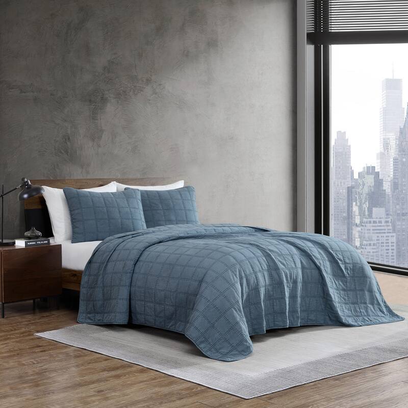 Kenneth Cole Solid Stonewashed Reversible Quilt Set