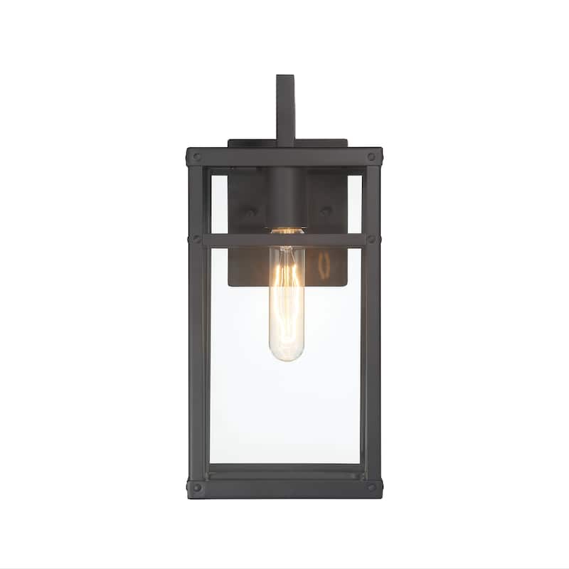 Blake Metal and Clear Glass Paneled Wall Mounted Outdoor Light - 8.5"L x 6.5"W x 14.4"H
