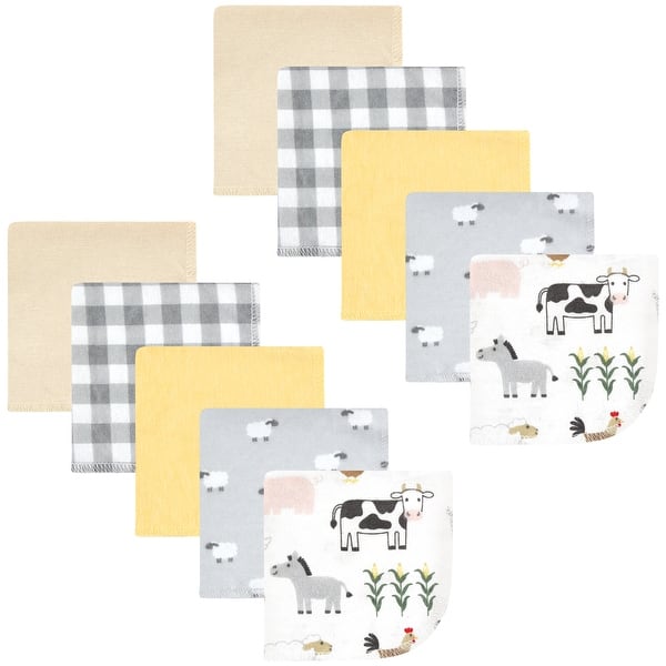 slide 1 of 1, Hudson Baby Flannel Cotton Washcloths, Cute Farm 10 Pack, One Size - Cute Farm 10 Pack - One Size One Size - Cute Farm 10 Pack