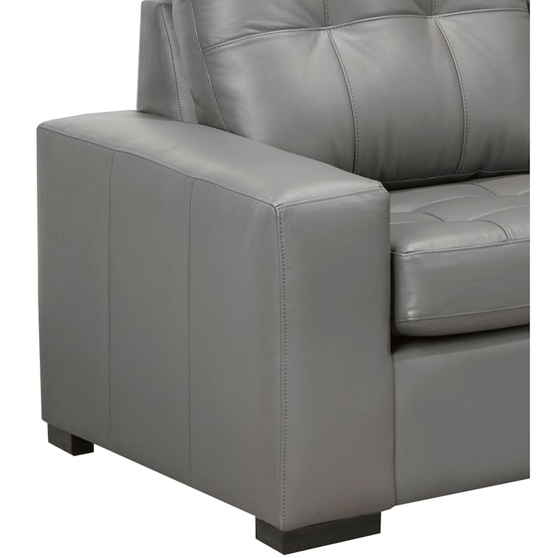 Liam Top Grain Leather Tufted Sectional Chaise Sofa
