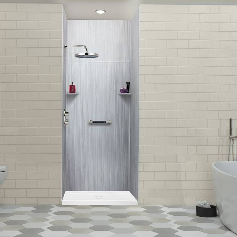 Transolid LWKX36367224 Lusso 96" H x 36" W x 36" D Three Wall Alcove - Glacier Grey