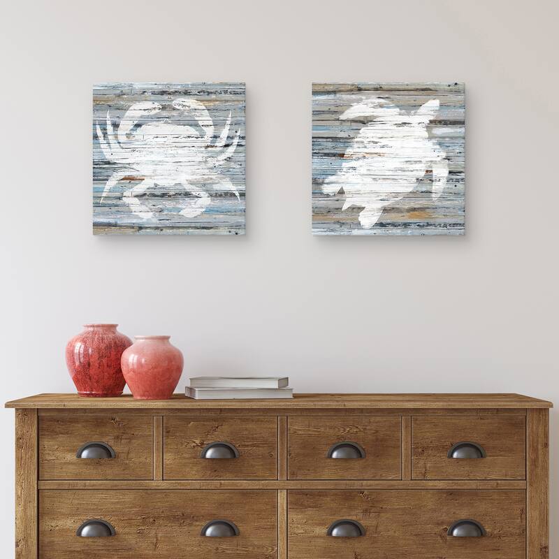 Beach Crab & Beach Turtle by Studio Arts Canvas Art Prints