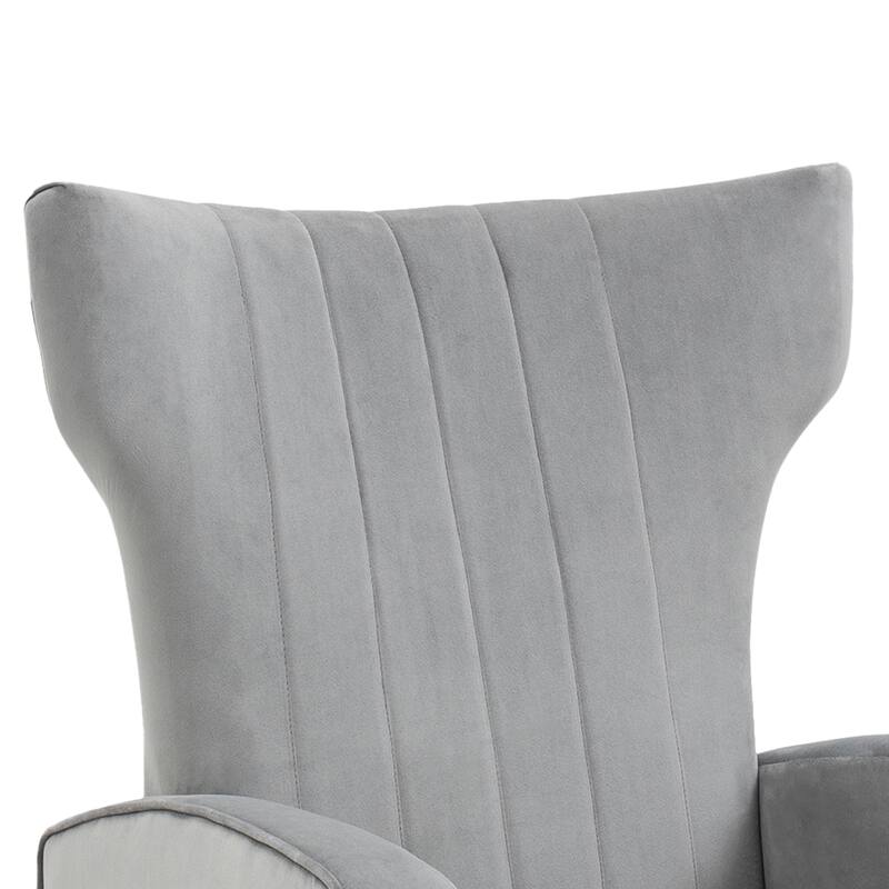 2 Set Velvet Wingback Accent Chairs with Metal Legs for Living Room