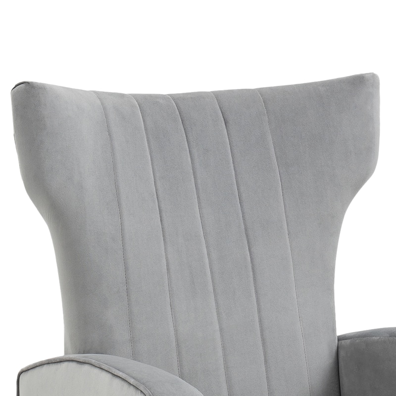 Velvet Stripe Wingback Accent Chair with Metal Legs for Living Room