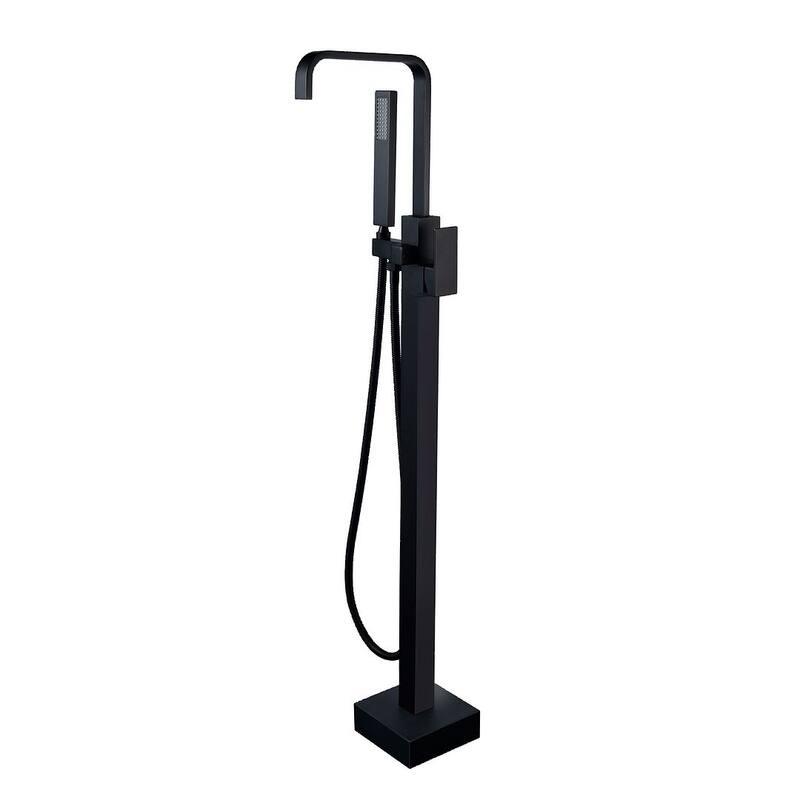 Eridanus Freestanding Bathtub Tap Floor Mounted Shower System Waterfall Spout Filler - Matte Black