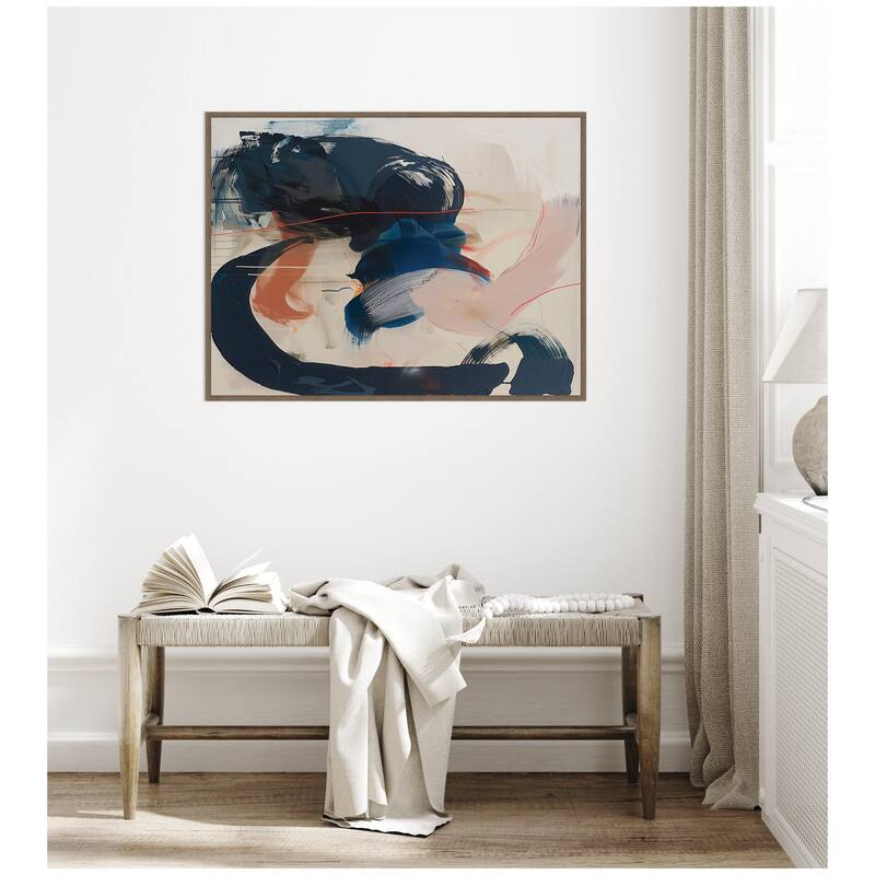 Kate and Laurel Sylvie Deep Blue Momentum I Framed Canvas by Amy Lighthall