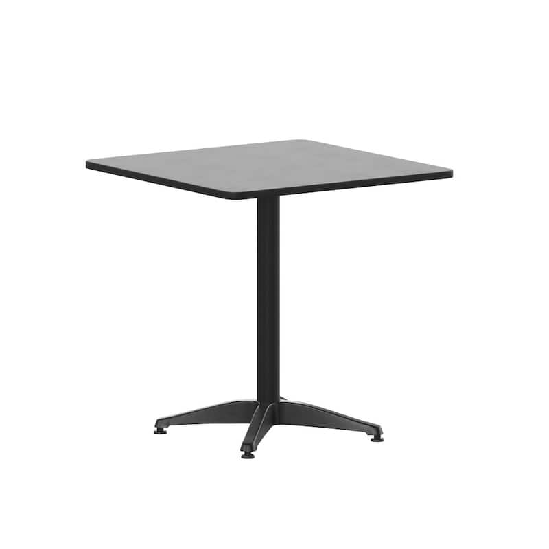 27.5" Square Aluminum Indoor-Outdoor Table Set with 2 Slat Back Chairs