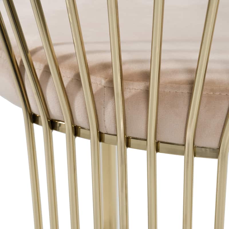 Modrest Linda Modern Beige Velvet and Gold Dining Chair