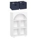 preview thumbnail 11 of 14, Kids Curve Appeal 23 in. 4 Cubby Bookcase – White with Optional Bins White/Navy Bins