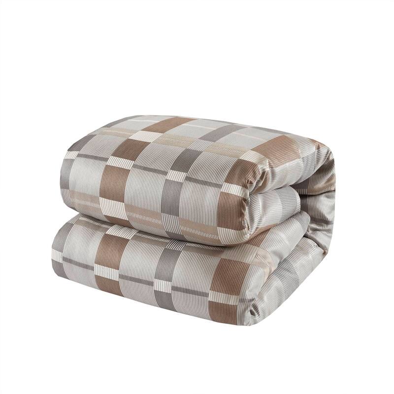 8 PCS Queen Jacquard Oversized Duvet Style Comforter Set Taupe