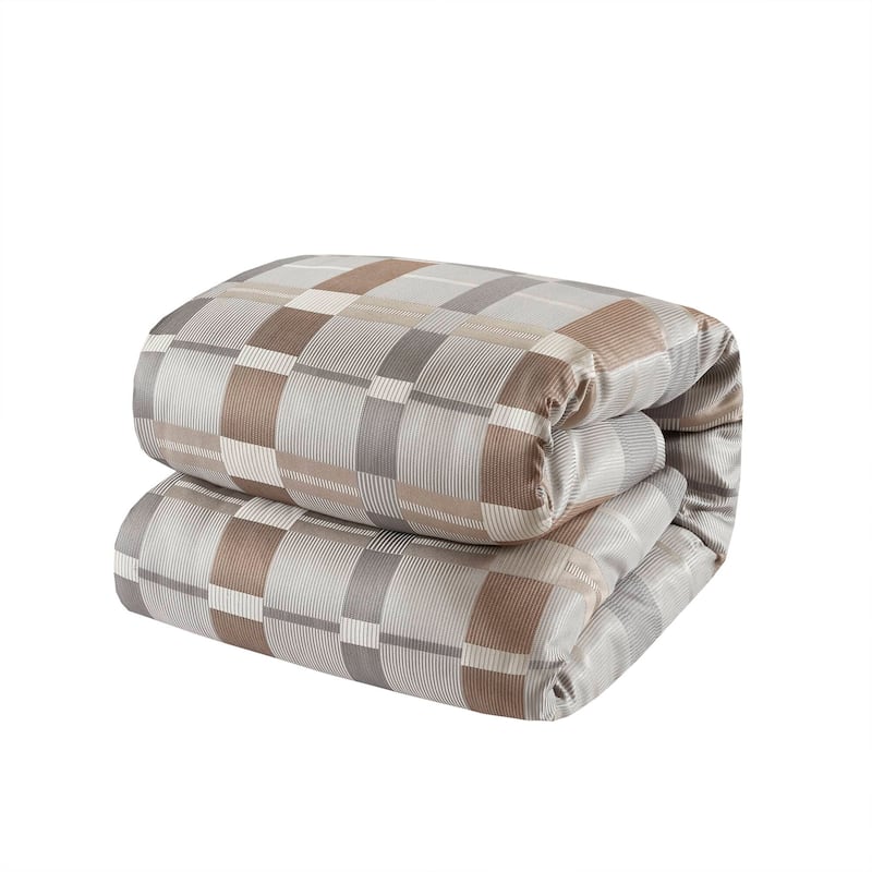 9 PCS King Jacquard Oversized Duvet Style Comforter Set Taupe