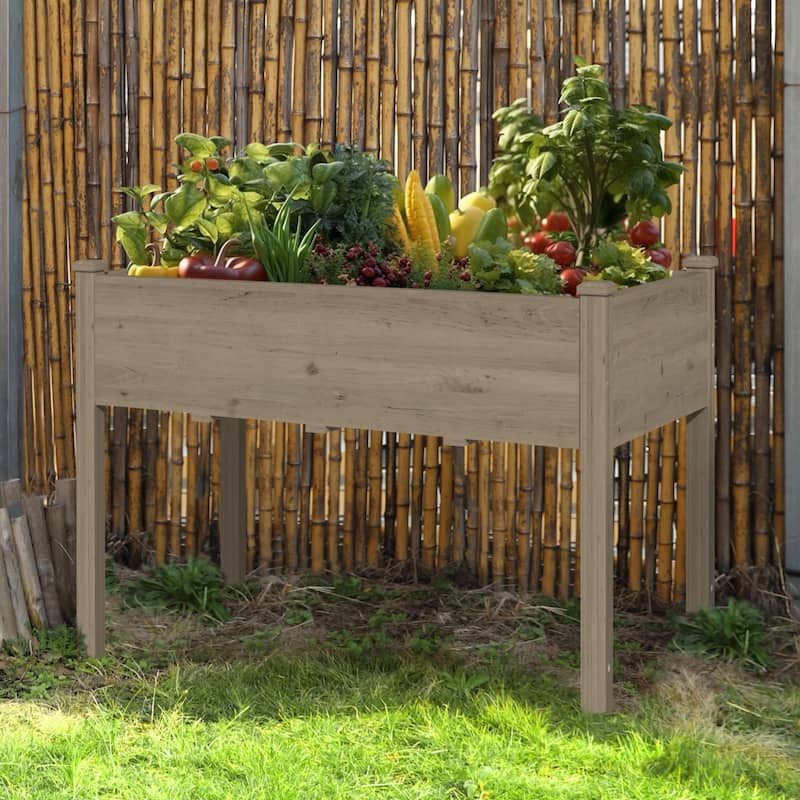 VEIKOUS Wood Raised Garden Bed Elevated Planter Box with Drainage Holes