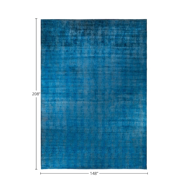 Overton Handknotted Wool Vintage Inspired Contemporary Overdyed Blue Area Rug - 17' 4" x 12' 4"