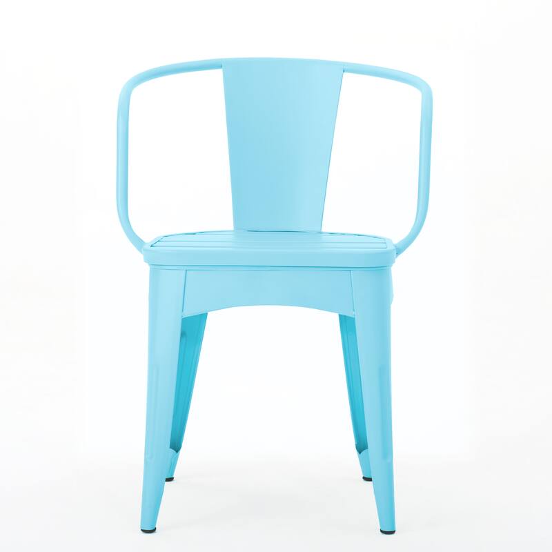 Roomfitters 3-Piece Outdoor Bistro Set Metal Patio Dining Furniture with Round Table and 2 Chairs, Light Blue