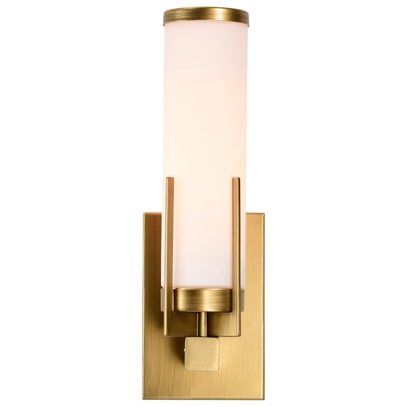Roselle 1 Light Vanity Natural Brass with White Glass - Natural Brass