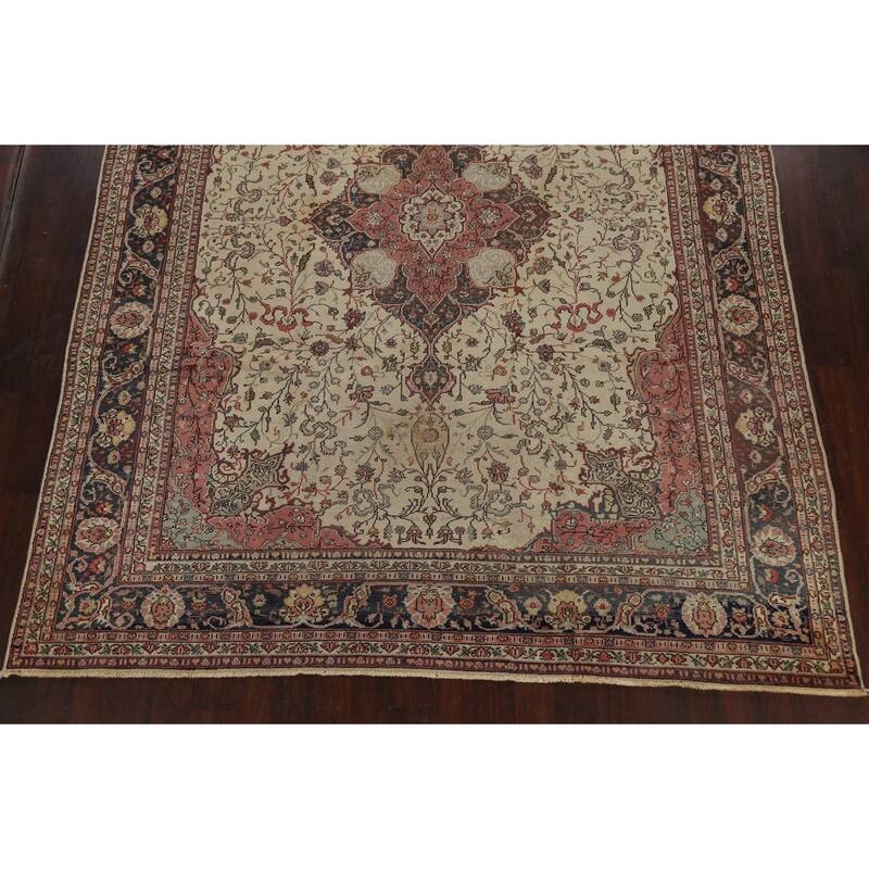 Antique Vegetable Dye Authentic Oushak Turkish Wool Area Rug Handmade - 8'11" x 11'7"