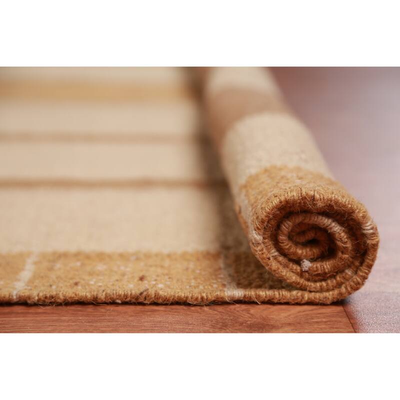 Hand Woven Oriental 100% Jute Carpet Southwestern Modern Brown Kilim Area Rug - 13' 7'' X 10' 2''