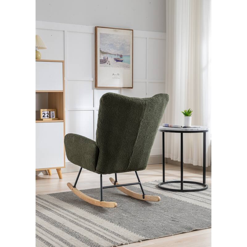 Teddy Velvet Recliners Dark Green Lounge Wingback Glider Rocker Bed