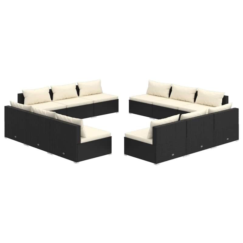 vidaXL Patio Lounge Set Outdoor Sectional Sofa Set Table Garden Poly Rattan - 27.6" x 27.6" x 23.8"