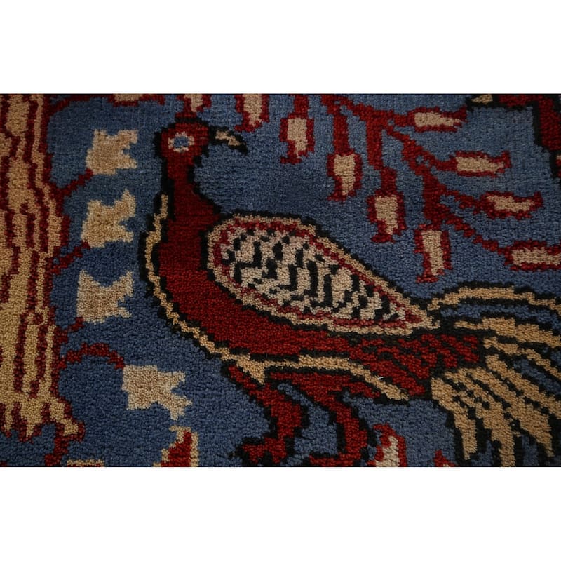 Animals Design Blue Ziegler Oriental Runner Rug Handmade Wool Carpet - 2'7"x 9'11"