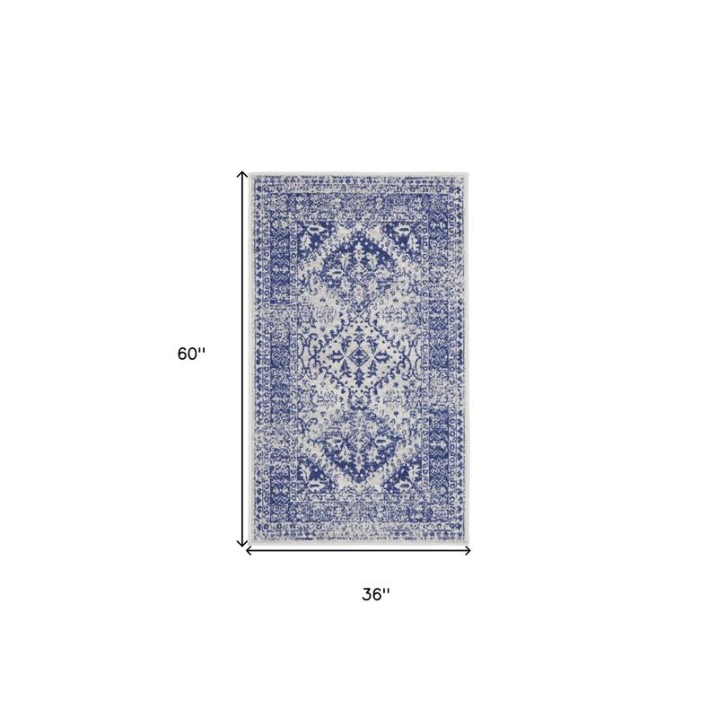 Cacus Power Loomed Distressed Geometric Modern Stain Resistant Area Rug By HomeRoots - 60' X '36' X '0.39