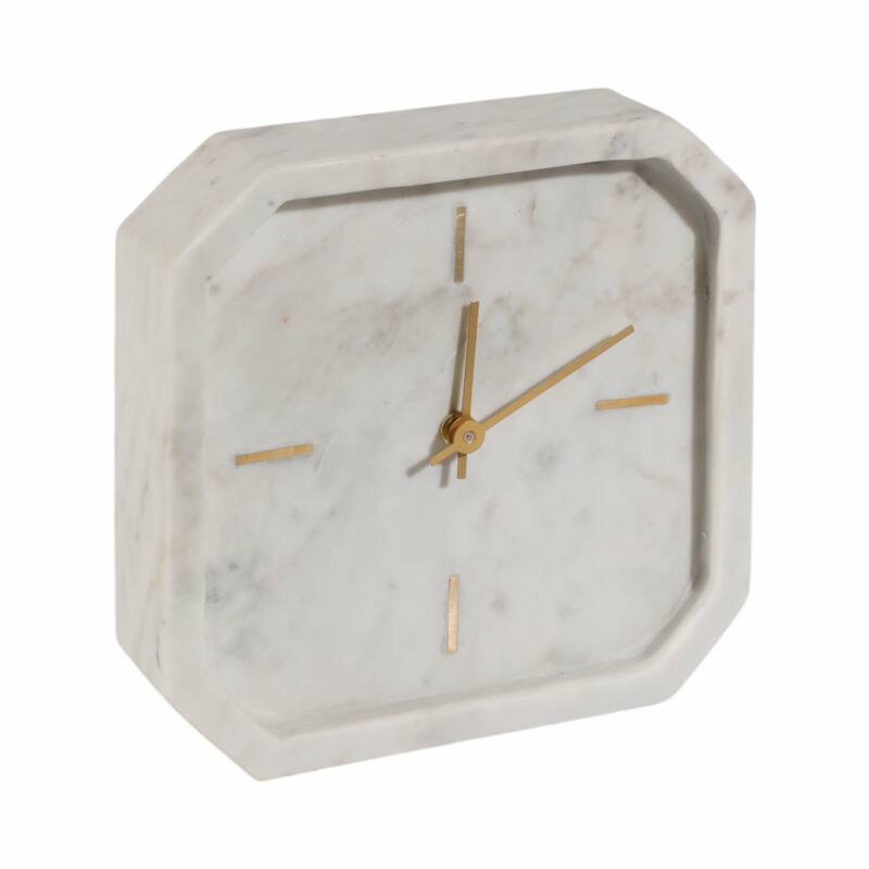 Modern Glam Marble & Stone Clock for Home Decor