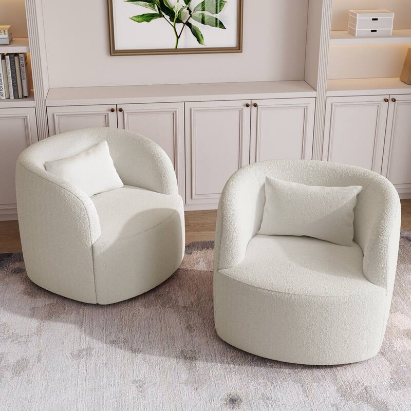 2Set Modern 360-degree Rotation Teddy Barrel Chairs