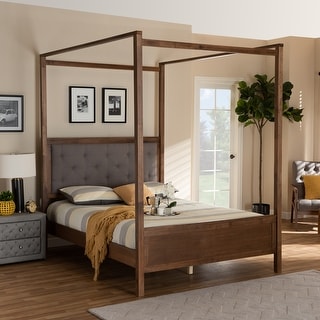 Carbon Loft Osoba Modern and Contemporary Platform Canopy Bed-Grey/Walnut Brown