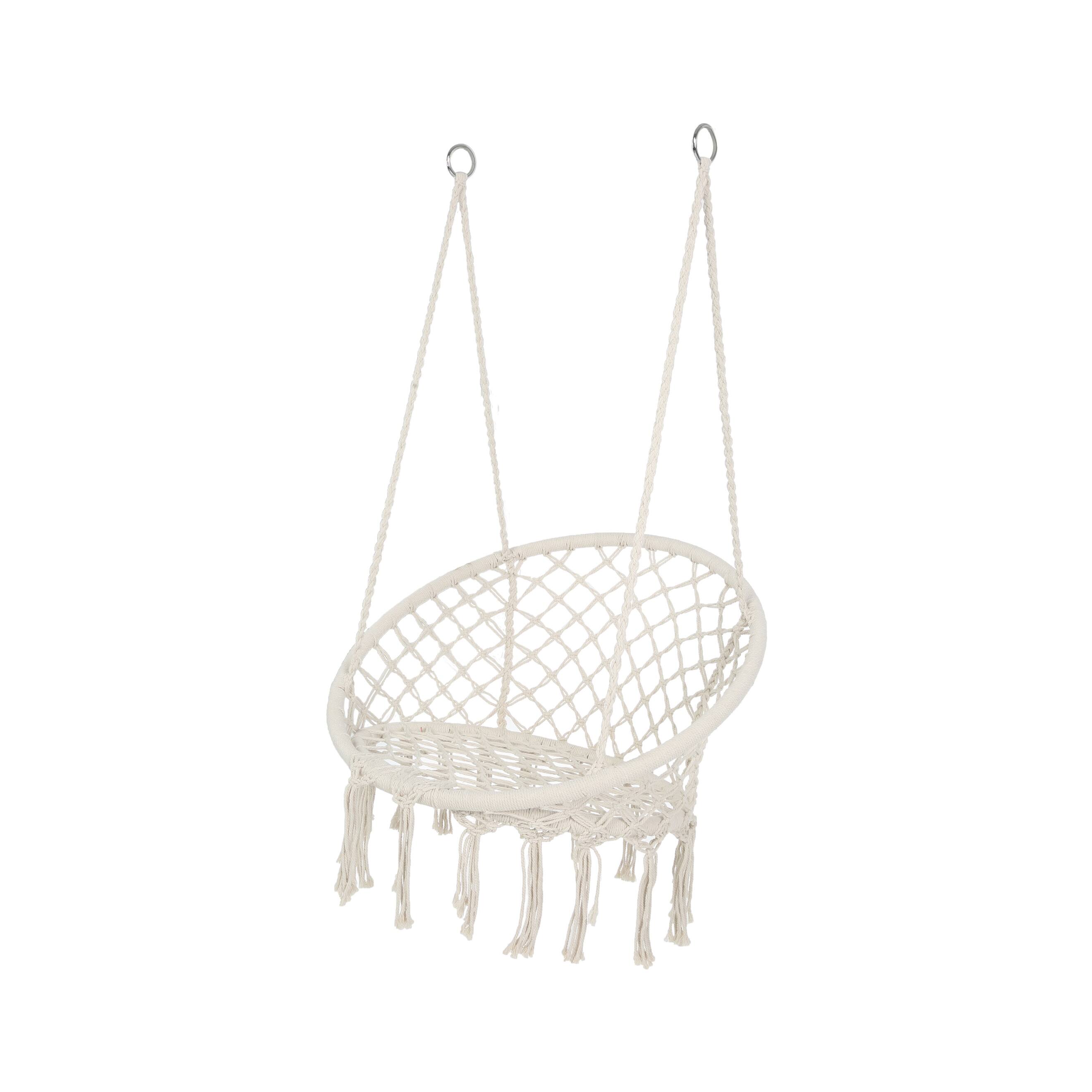 Hammock Chair Macrame Swing Max 330 Lbs Hanging Cotton Rope Hammock Swing Chair for Indoor and