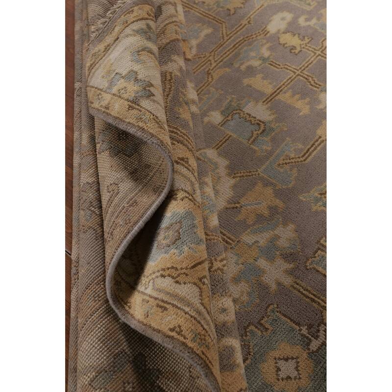 Gray Oushak Oriental Area Rug Hand-Knotted Wool Carpet - 7'6" x 10'6"
