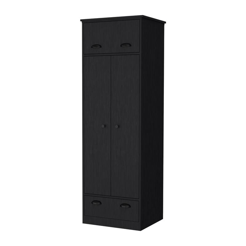 Lakewood Double Door and 1-Drawer Armoire Black