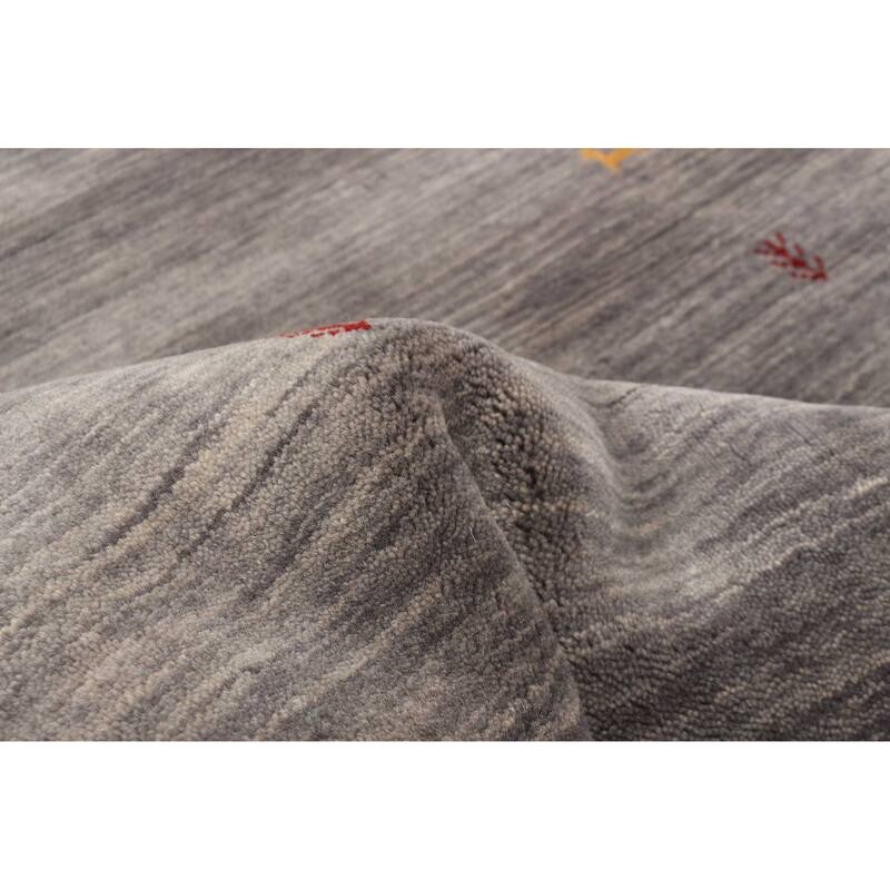 ECARPETGALLERY Hand Loomed Kashkuli Gabbeh Charcoal Wool Rug - 2'6 x 7'6