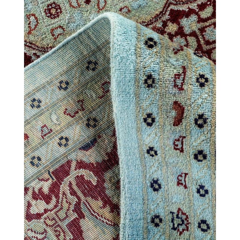 Overton Hand Knotted Wool Vintage Inspired Modern Contemporary Overdyed Blue Area Rug - 8' 1" x 10' 4"