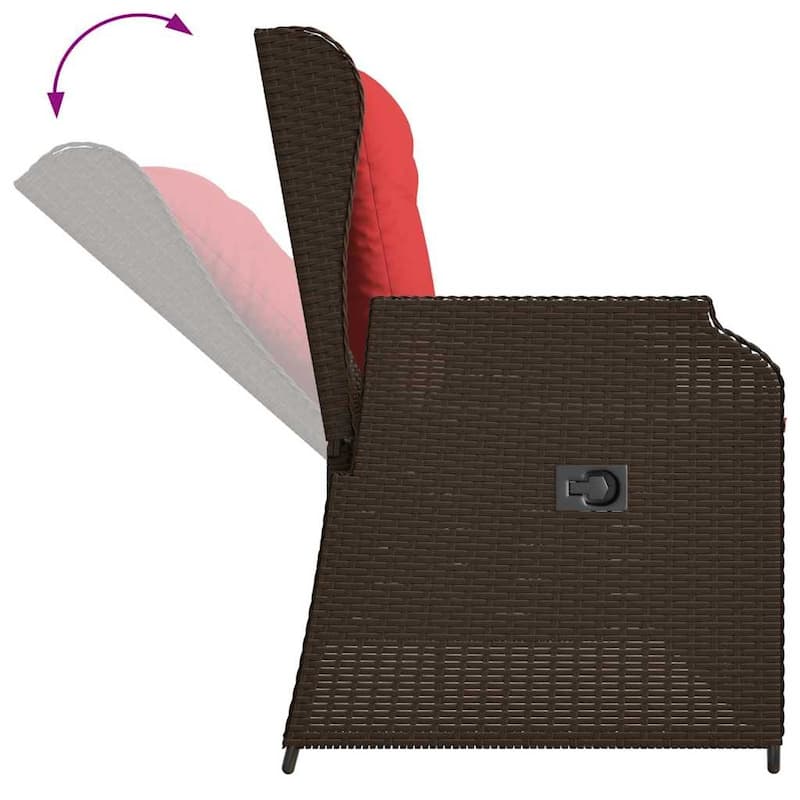 vidaXL Garden Bench with Cushion Brown Poly rattan - 26 x 43 x 37