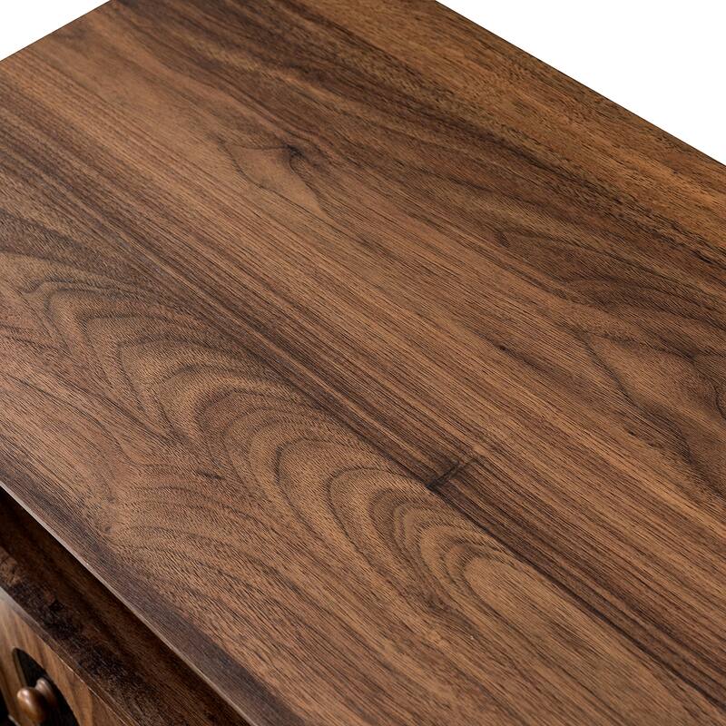 Bedside Cabinet Walnut Nightstand File Cabinet with Open Shelf, Storage Cabinet Lamp Table with Drawers