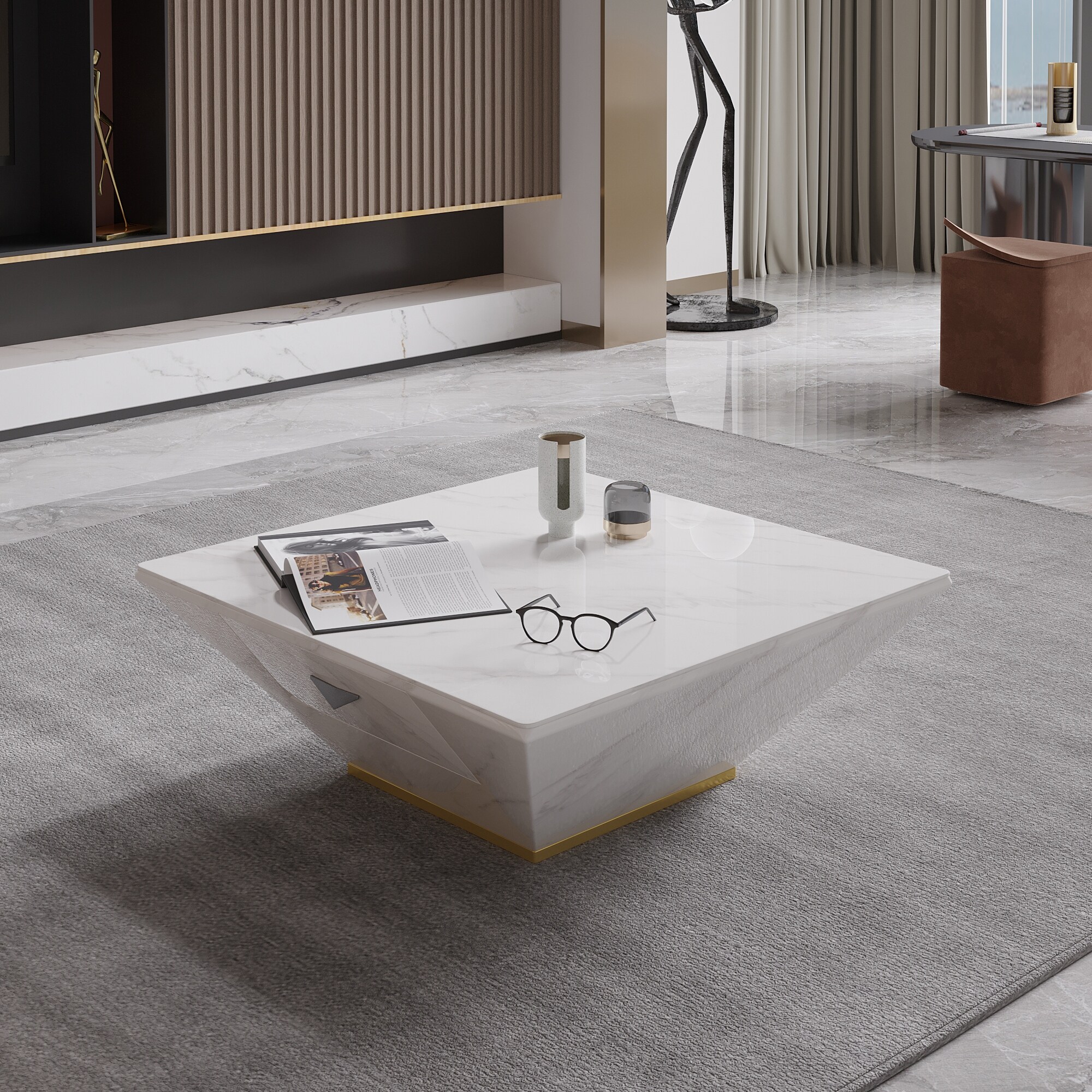 Square drum coffee table top