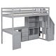 preview thumbnail 5 of 80, Multifunctional Wood Twin Size Loft Bed with L-Shaped Desk and Storage Staircase, Loft Bed Frame with Cabinet and Drawers