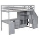 preview thumbnail 9 of 12, Twin Size Loft Bed with L-Shaped Desk and Storage Staircase