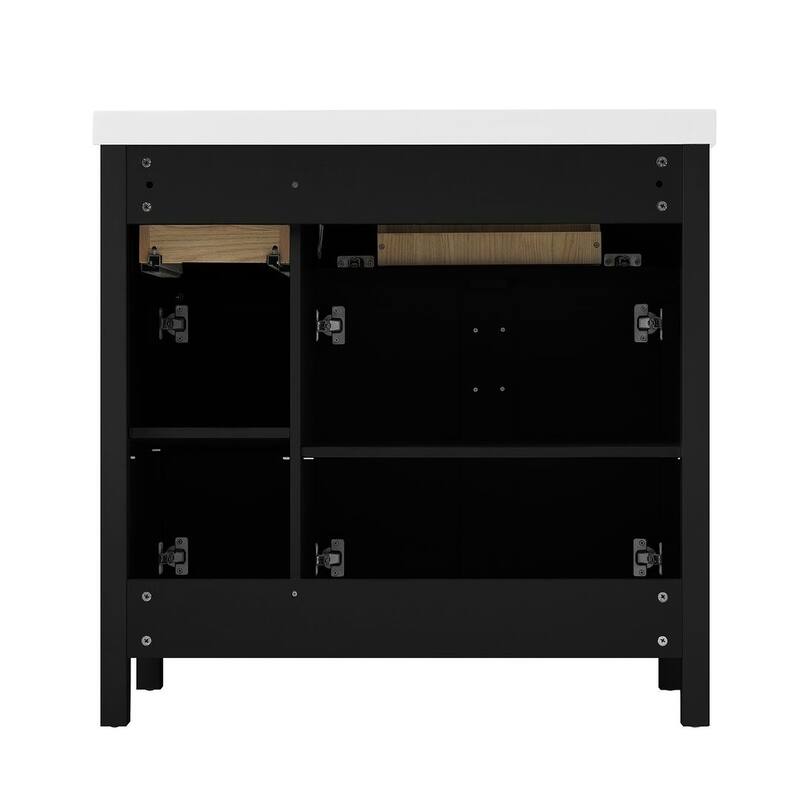 36" Bathroom Vanity Cabinet with Resin Integrated Sink - 2 Drawers, 3 Doors