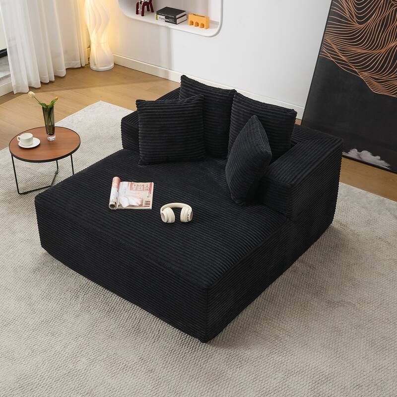 54" W Oversized Chaise Lounge Sofa Couch - Black