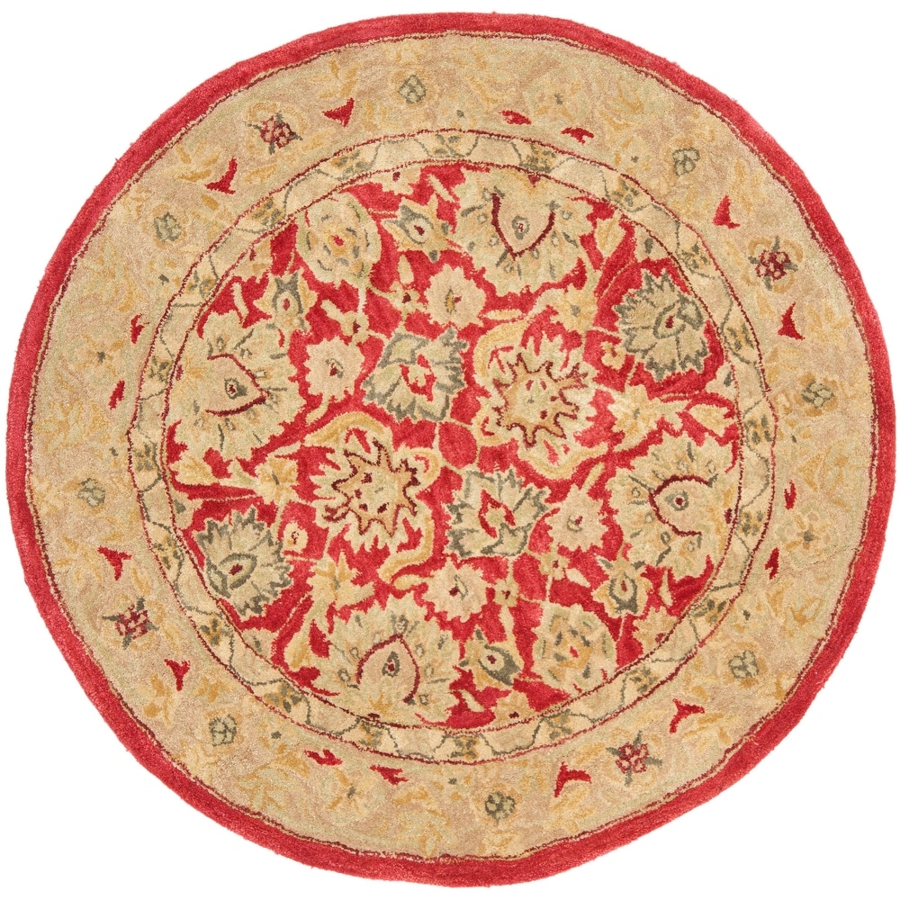 preview thumbnail 123 of 170, SAFAVIEH Anatolia Angeline Traditional Oriental Hand-spun Wool Rug 4' Round - Red/Ivory - Round