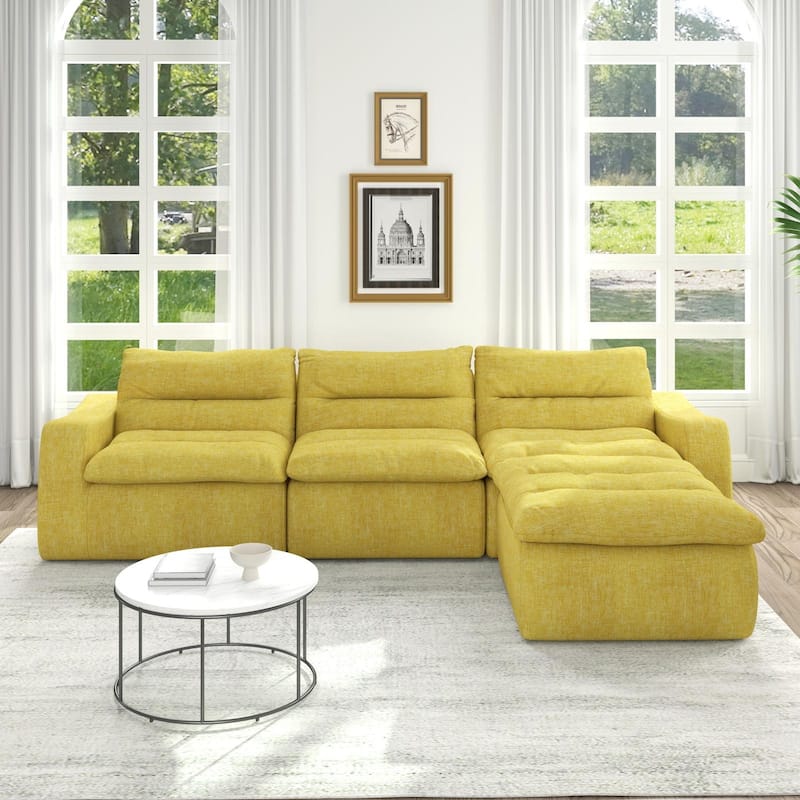 Ultra Comfy Lazy Beanbag Sofa, Modular L-Shape Compact Combined Seat