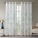 preview thumbnail 9 of 28, Madison Park Vera Burnout Printed Curtain Panel Single 2-PK 50x84" - Aqua