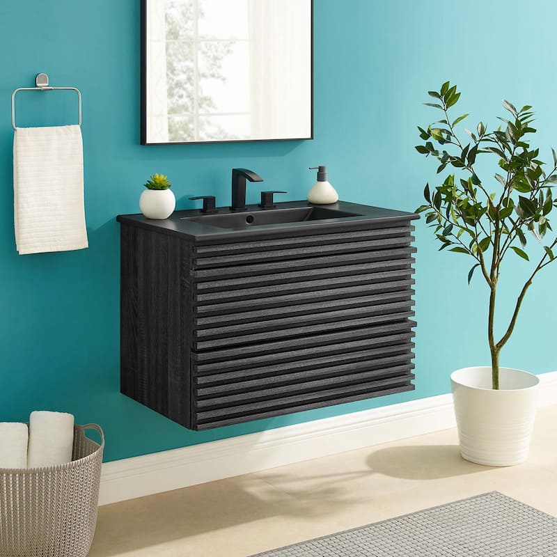 Render 30" Wall-Mount Bathroom Vanity - Charcoal Black