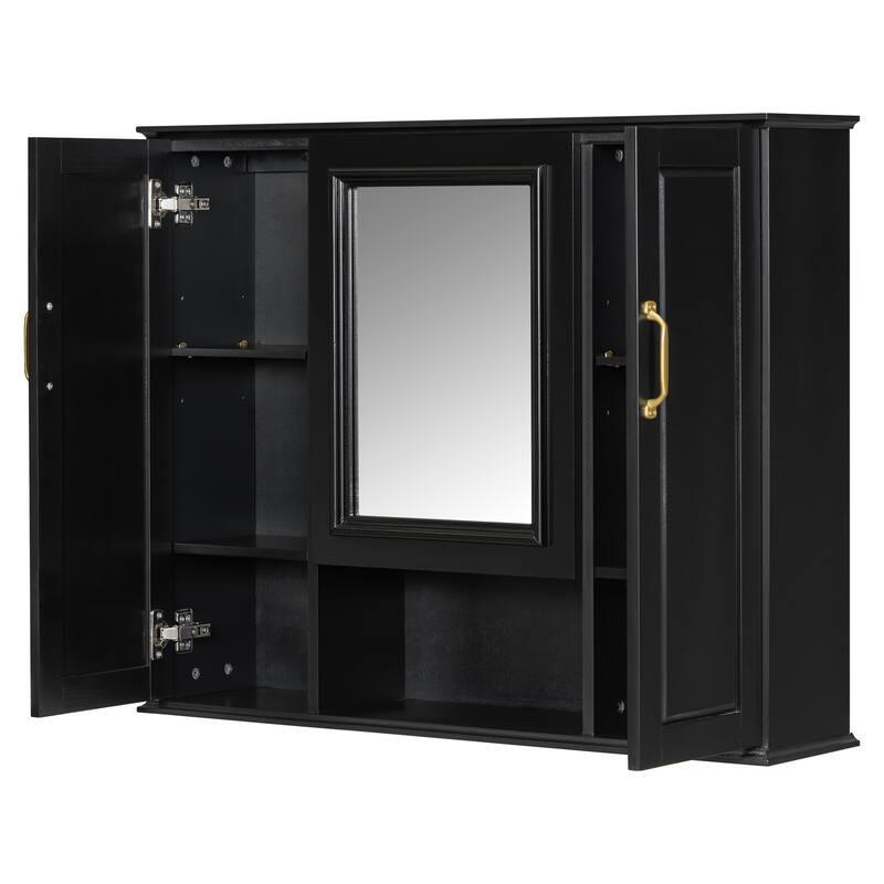 36" Wall Mounted Medicine Cabinet with Mirror, 3-Door Bathroom Storage Cabinet